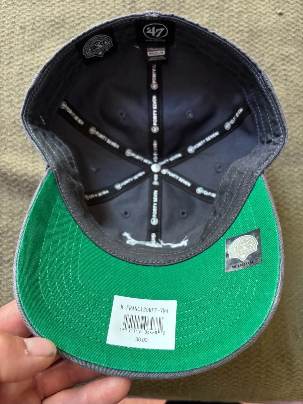 Fireflies ‘47 Franchise Gray Baseball Cap with Yellow Jar Patch